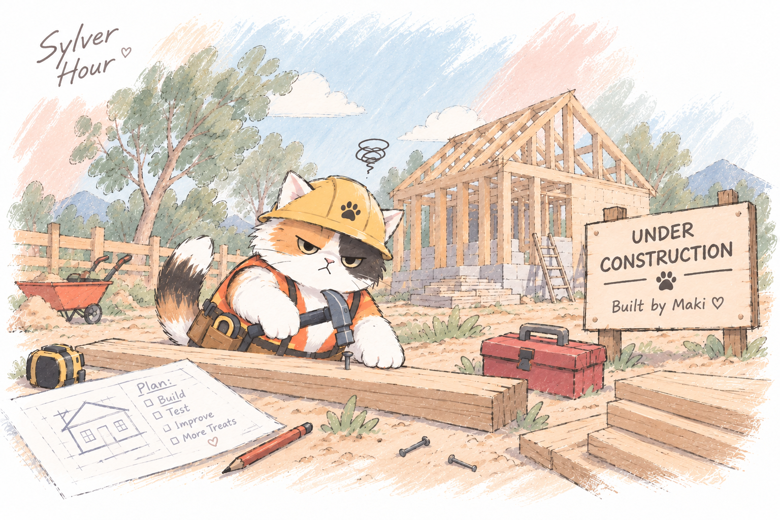 Maki supervising the Sylver Hour website under construction